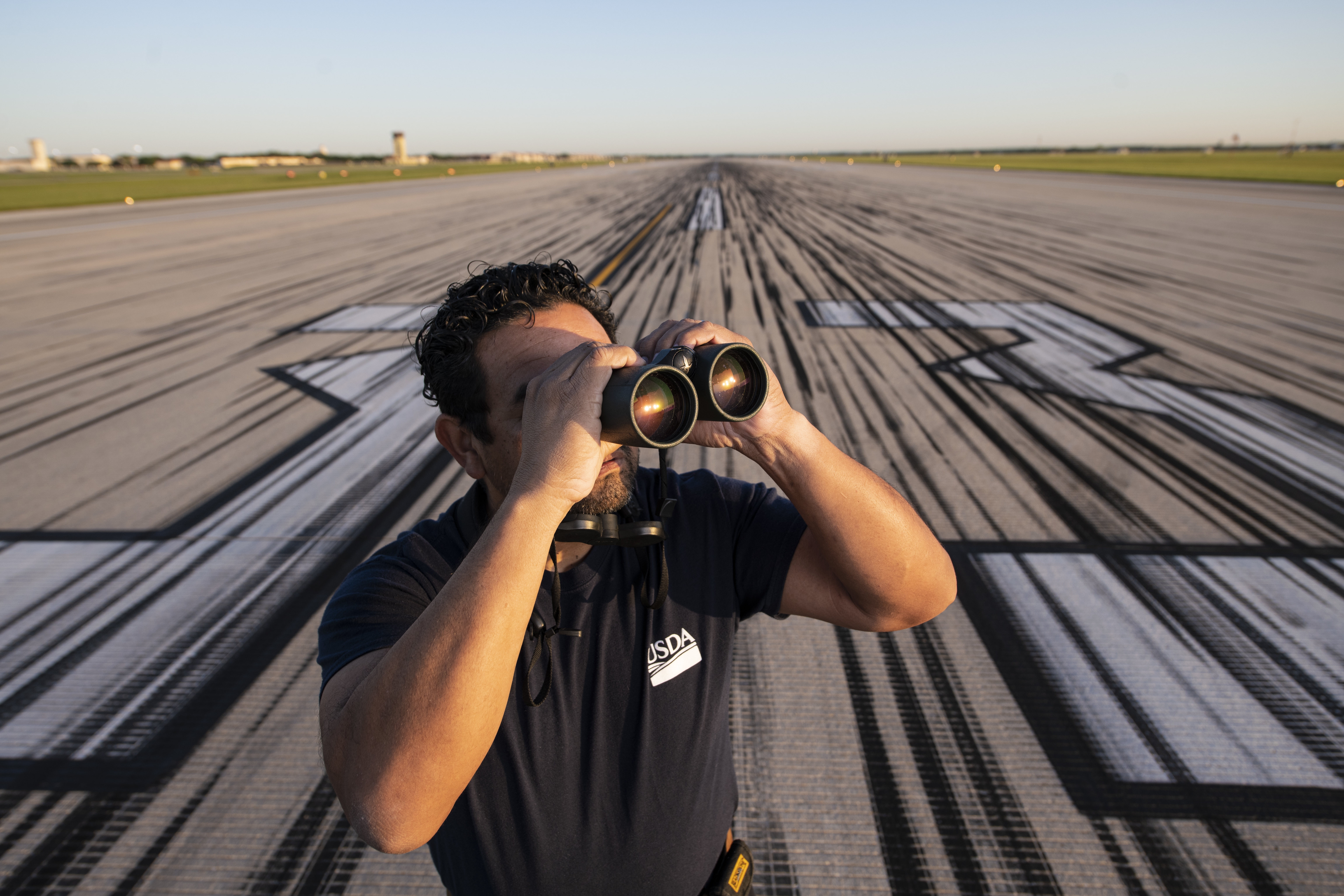 APHIS official looking through binoculars