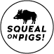 Icon showing black and white illustration of a feral hog with the words Squeal on Pigs