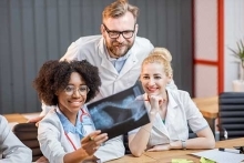 Veterinarian Students observing an x-ray